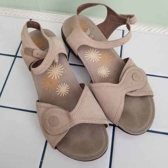 Dansko 40 Sand Tan Leather Sandals Platform Chunky Open Toe 9.5 10 IRIS - Picture 7 of 10